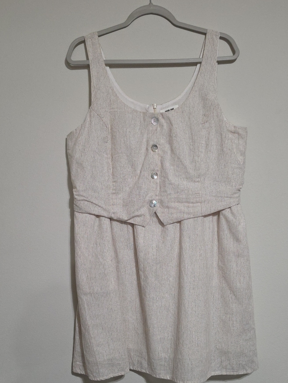 Rachel Paige Pinstripe Linen Blend Faux Vest Sleeveless Dress